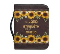 Ceudet Housse de bible multifonction pour homme et femme avec fermeture éclair et poignée pour étudier la Bible, Tournesol d'automne, L