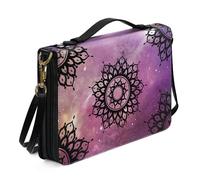 Ceudet Housse de bible occidentale pour femmes et hommes avec poches en cuir pour homme et femme, Mandala noir., M