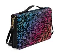 Ceudet Housse de bible occidentale pour femmes et hommes avec poches en cuir pour homme et femme, Mandala rouge et bleu, L