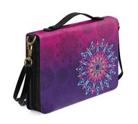 Ceudet Housse de bible occidentale pour femmes et hommes avec poches en cuir pour homme et femme, Mandala fuchsia, xx-large