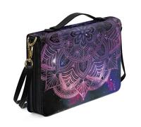 Ceudet Housse de bible occidentale pour femmes et hommes avec poches en cuir pour homme et femme, Mandala rouge foncé, xx-large