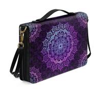 Ceudet Housse de bible occidentale pour femmes et hommes avec poches en cuir pour homme et femme, Mandala violet 01, x-large