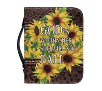 Ceudet Housse de bible Père Noël pour femmes et filles en cuir synthétique de grande taille avec fermeture éclair autour du sac de rangement léger pour la Bible, tournesol, XXL