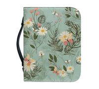 Ceudet Housse de bible Père Noël pour femmes et filles en cuir synthétique de grande taille avec fermeture éclair autour du sac de rangement léger pour la Bible, fleur, xx-large