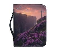 Ceudet Housse de bible pour femme, sac de bible d'église avec poignée pour housse de bible, sac de transport pour housse de Bible, fleurs et croix, taille L, Croix colombe blanche et lavande violette,