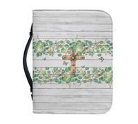 Ceudet Housse de bible pour femme, sac de bible d'église avec poignée pour housse de bible, sac de transport pour housse de Bible, fleurs et croix, taille L, Fleurs et croix, xx-large