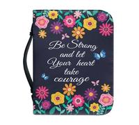 Ceudet Housse de bible pour femme, sac de bible d'église avec poignée pour housse de bible, sac de transport pour housse de Bible, fleurs et croix, taille L, Fleurs et psaumes hippie, xx-large