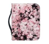 Ceudet Housse de bible pour femmes et filles en cuir synthétique avec poignée portable et étanche, Fleurs de cerisier romantiques, L: 10.2x7x1.9 Inch