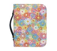 Ceudet Housse de bible pour femmes et filles en cuir synthétique avec poignée portable et étanche, Hippie Fleur Ondulation, M: 9.2x6.3x1.6 Inch