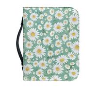 Ceudet Housse de bible pour femmes et filles en cuir synthétique avec poignée portable et étanche, marguerite, M: 9.2x6.3x1.6 Inch