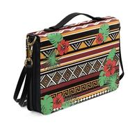 Ceudet Housse de bible pour femmes et filles - Étui de transport en cuir avec sangle - Sac fourre-tout léger pour l'école et l'église, Aztec Hibiscus Plantes tropicales Multicolore, Medium