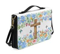 Ceudet Housse de bible pour femmes et filles, grand étui de bible avec bandoulière pour femmes et filles, étui fourre-tout portable pour la Bible, Be Still and Know That I am God, taille XL, Croix