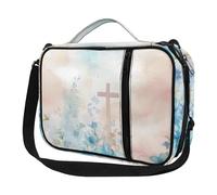Ceudet Housse de bible pour homme et femme avec poches - Jolie housse de bible Diversebee avec sangle, Imprimé croix ciel rose, Taille unique