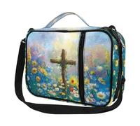 Ceudet Housse de bible pour homme et femme avec poches - Jolie housse de bible Diversebee avec sangle, Imprimé tournesol croix, Taille unique