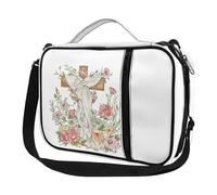 Ceudet Housse de bible pour homme et femme avec poches - Jolie housse de bible Diversebee avec sangle, Fleurs Roses Crosses Print01, Taille unique