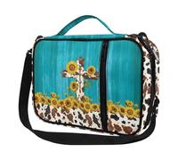 Ceudet Housse de bible pour homme et femme avec poches - Jolie housse de bible Diversebee avec sangle, Imprimé léopard et tournesol, Taille unique