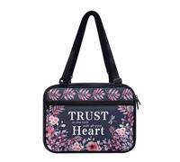 Ceudet Housse de bible pour homme et femme, grande taille, étui de transport pour église, école, sac biblique portable pour livres, stylos, cadeaux, Verset Bible Fleur Rose, Taille unique