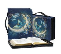 Ceudet Housse de bible pour homme et femme - Sac à main tendance pour accessoires bibliques - Étui de transport avec poche zippée - Cadeaux, Élégant papillon floral lune nuit étoilée, L