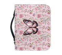 Ceudet Housse de bible pour homme et femme - Sac à main tendance pour accessoires bibliques - Étui de transport avec poche zippée - Cadeaux, Fleurs de coquelicot rose papillon, XXLarge