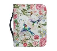 Ceudet Housse de bible pour homme et femme - Sac à main tendance pour accessoires bibliques - Étui de transport avec poche zippée - Cadeaux, Pivoine colibri, X-Large