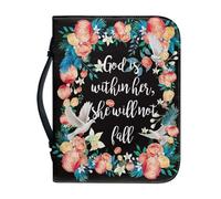 Ceudet Housse de bible pour homme et femme - Sac à main tendance pour accessoires bibliques - Étui de transport avec poche zippée - Cadeaux, Couronne de fleurs de coquelicot avec verset de la Bible, M