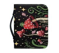 Ceudet Housse de bible pour homme et femme - Sac à main tendance pour accessoires bibliques - Étui de transport avec poche zippée - Cadeaux, Grenouille papillon champignon rouge, L