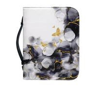 Ceudet Housse de bible pour homme et femme - Sac à main tendance pour accessoires bibliques - Étui de transport avec poche zippée - Cadeaux, Papillon doré marbré gris, X-Large