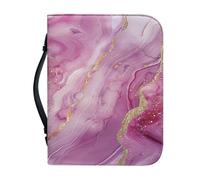 Ceudet Housse de bible pour homme et femme - Sac fourre-tout tendance à fermeture éclair pour les écritures - Sacs à main tendance pour articles quotidiens et cadeaux, Imprimé marbre or rose, XX-Large