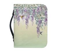 Ceudet Housse de bible violette lavande pour filles et femmes, sac à bandoulière imperméable en cuir synthétique, sac de transport pour la Bible avec poignée, taille M, Colibri et lavande, xx-large