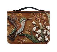 Ceudet Housse de la Bible en similicuir pour homme et femme - Motif colibri - Étui fourre-tout pour carnet de chèques, stylos, journal d'étude, bibliothèque, bleu et rose, taille XL, Colibri Fleur