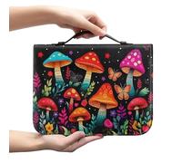 Ceudet Housse de la Bible en similicuir pour homme et femme - Motif colibri - Étui fourre-tout pour carnet de chèques, stylos, journal d'étude, bibliothèque, bleu et rose, taille XL, Rouge champignon