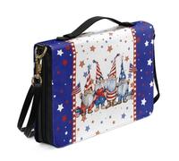 Ceudet Housse de livre de la Bible aztèque pour femmes et filles - Étui de bible en cuir avec poignée à bandoulière, sac fourre-tout pour l'église, jaune, taille L, Nain de jardin bleu et blanc,