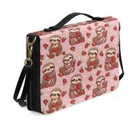 Ceudet Housses de Bible en cuir pour Bible occidentale personnalisées pour femmes et hommes - Housse de bible extra large pour homme et femme, Paresseux aux fraises, xx-large