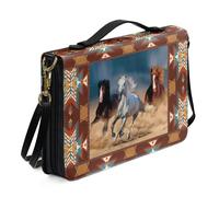 Ceudet Housses de bible en cuir pour homme et femme avec poches, kit d'accessoires bibliques, Cheval courant., L