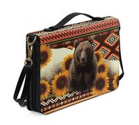 Ceudet Housses de bible en cuir pour homme et femme avec poches, kit d'accessoires bibliques, Ours ethnique, x-large