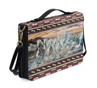 Ceudet Housses de bible en cuir pour homme et femme avec poches, kit d'accessoires bibliques, Troupeau de chevaux blancs, x-large