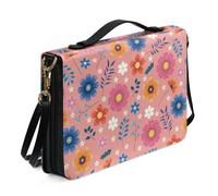 Ceudet Housses de bible moyennes pour femmes et hommes - Housses de bible en cuir pour femme - Sac fourre-tout personnalisé, Imprimé floral bleu 01, L