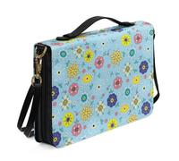 Ceudet Housses de bible moyennes pour femmes et hommes - Housses de bible en cuir pour femme - Sac fourre-tout personnalisé, Fleur écrasée jaune, M