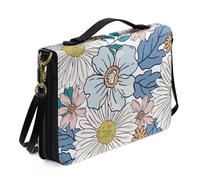 Ceudet Housses de bible moyennes pour femmes et hommes - Housses de bible en cuir pour femme - Sac fourre-tout personnalisé, Chrysanthèmes blancs, x-large