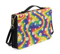 Ceudet Housses de Bible personnalisées pour homme et femme - Étui en cuir pour la Bible occidentale, Chrysanthèmes arc-en-ciel, xx-large