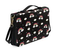 Ceudet Housses de Bible personnalisées pour homme et femme - Étui en cuir pour la Bible occidentale, Nuage arc-en-ciel 01, xx-large