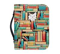 Ceudet Housses de bible pour homme et femme en cuir synthétique avec poignée pour fournitures d'étude biblique, L, Livres sur les chats, L