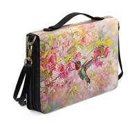 Ceudet Housses de livre biblique pour femmes et hommes - Housses de bible en cuir pour homme et femme - Kit d'accessoires de bible occidentale, Fleurs rouges du colibri, xx-large