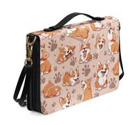 Ceudet Housses de livre biblique pour femmes et hommes - Housses de bible en cuir pour homme et femme - Kit d'accessoires de bible occidentale, Corgi Paws, x-large