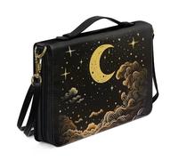 Ceudet Housses de livre pour couverture rigide en cuir pour homme et femme - Kit d'accessoires de la Bible occidentale, La lune jaune, x-large