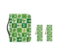 Ceudet Lily Cross Étui de transport pour femme avec marque-page en cuir synthétique avec emplacements pour stylos et accessoires d'étude de la Bible, taille XXL, Treillis vert Saint-Patrick,