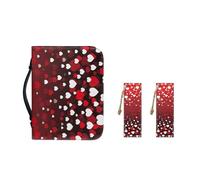 Ceudet Lily Cross Étui de transport pour femme avec marque-page en cuir synthétique avec emplacements pour stylos et accessoires d'étude de la Bible, taille XXL, Cœur rouge Valentine, XL-11.2"x8"x2.2"