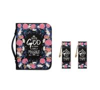 Ceudet Lot de 2 housses de bible léopard pour femme et fille - Grande couverture de bible pour homme - Sac fourre-tout en cuir durable - Marqueurs de page, rose, XL Size