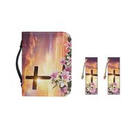Ceudet Sac à main bible en cuir synthétique pour femme et fille avec poignée durable et marque-pages, taille M-2XL, Sunset Cross Lily, M-9.2"x6.3"x1.6"