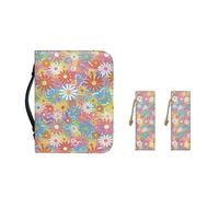 Ceudet Sac à main bible en cuir synthétique pour femme et fille avec poignée durable et marque-pages, taille M-2XL, Ondulation florale hippie colorée, 2XL-12"x9"x2.4"